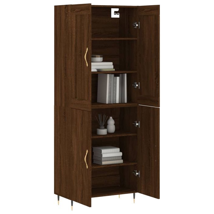 Buffet haut Chêne marron 69,5x34x180 cm Bois d'ingénierie - Photo n°3