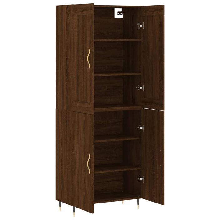 Buffet haut Chêne marron 69,5x34x180 cm Bois d'ingénierie - Photo n°4