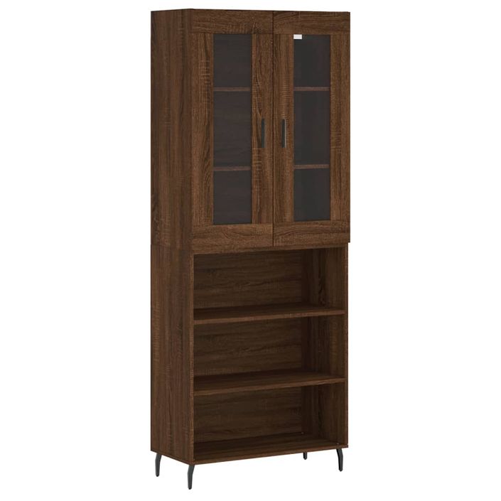 Buffet haut Chêne marron 69,5x34x180 cm Bois d'ingénierie - Photo n°1