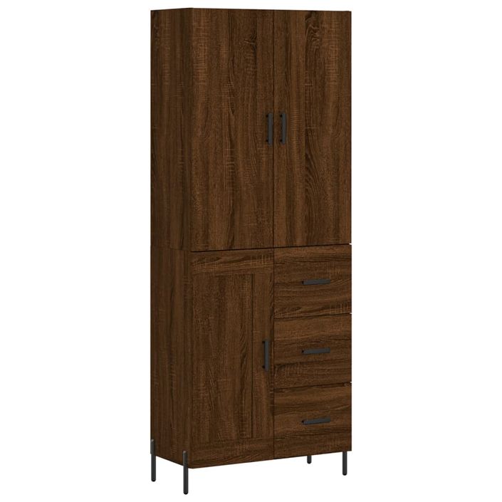 Buffet haut Chêne marron 69,5x34x180 cm Bois d'ingénierie - Photo n°1