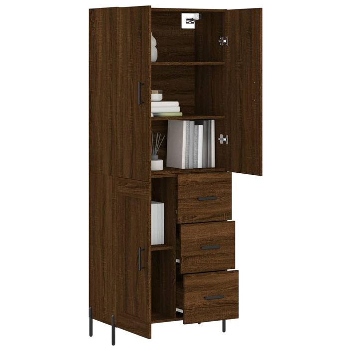 Buffet haut Chêne marron 69,5x34x180 cm Bois d'ingénierie - Photo n°3