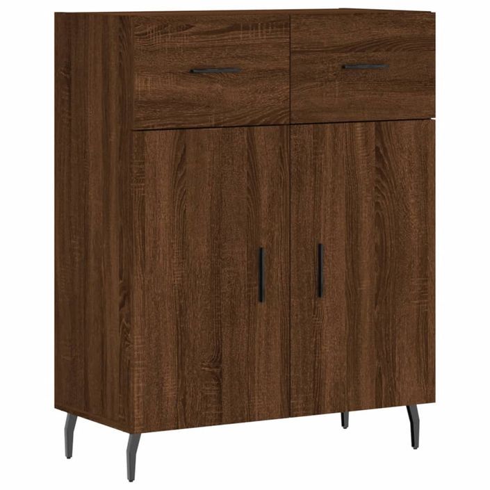 Buffet haut Chêne marron 69,5x34x180 cm Bois d'ingénierie - Photo n°7