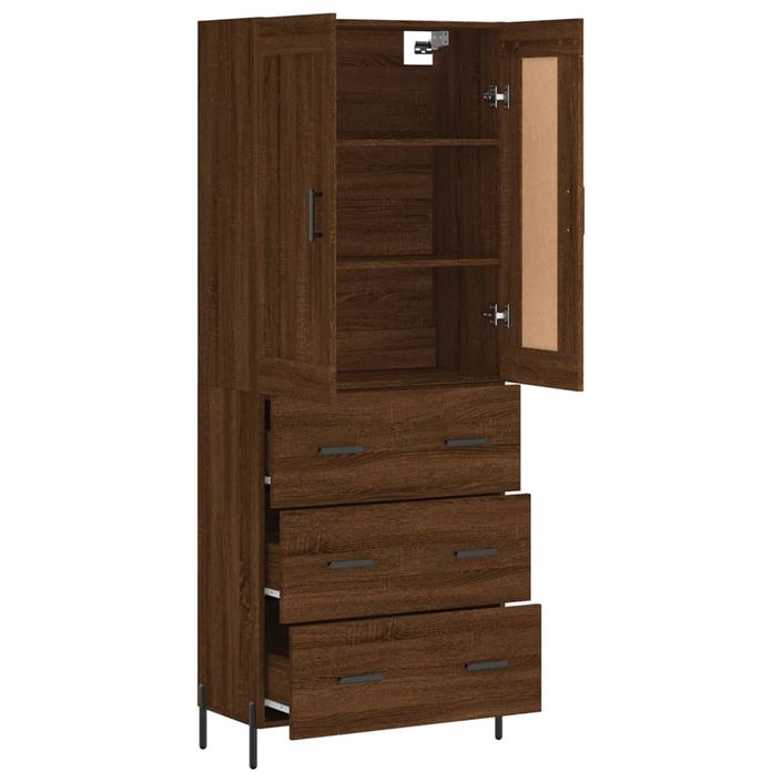 Buffet haut Chêne marron 69,5x34x180 cm Bois d'ingénierie - Photo n°4