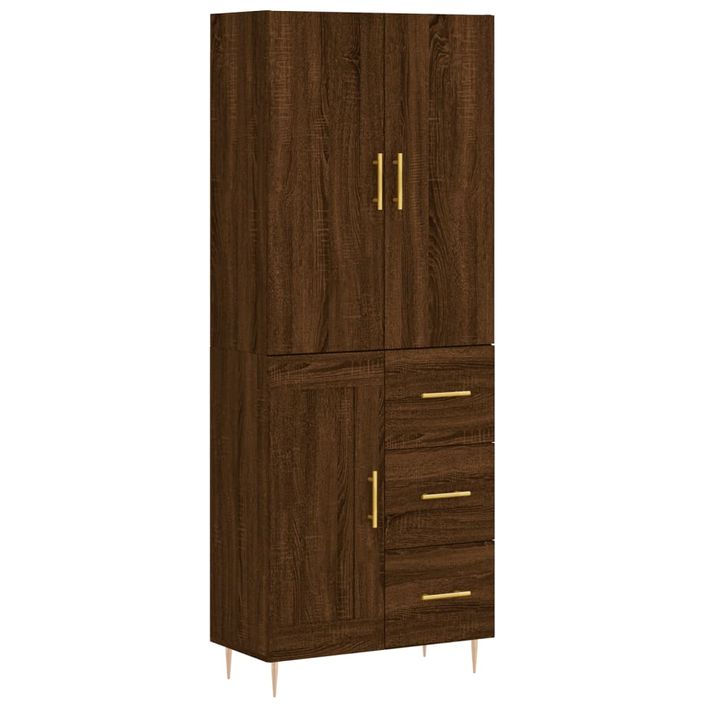 Buffet haut Chêne marron 69,5x34x180 cm Bois d'ingénierie - Photo n°1