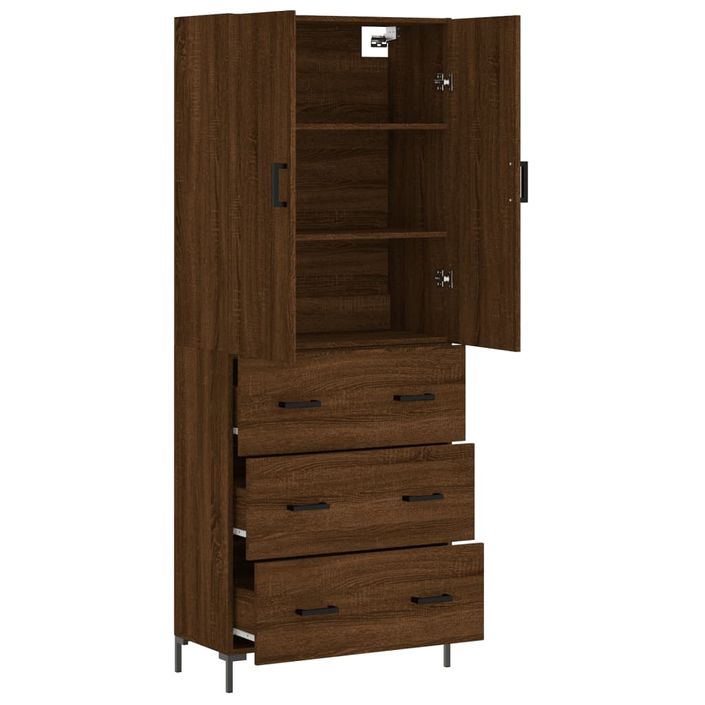 Buffet haut Chêne marron 69,5x34x180 cm Bois d'ingénierie - Photo n°4