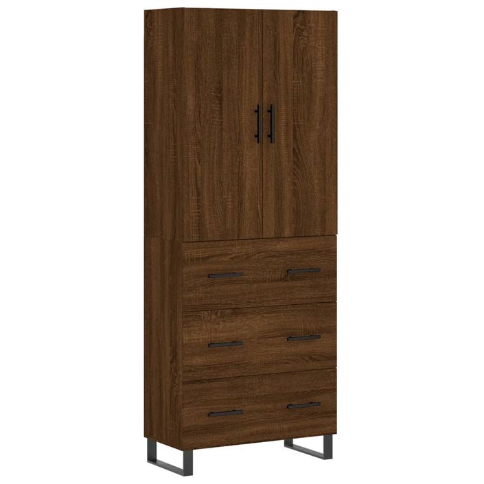 Buffet haut Chêne marron 69,5x34x180 cm Bois d'ingénierie - Photo n°1