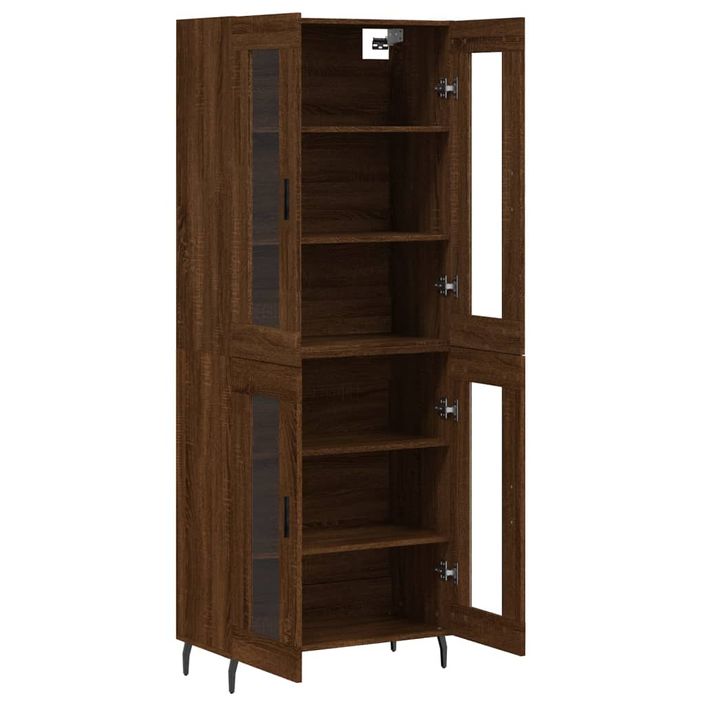 Buffet haut Chêne marron 69,5x34x180 cm Bois d'ingénierie - Photo n°4