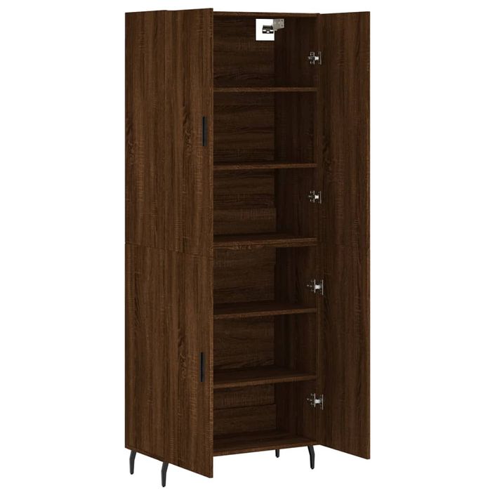 Buffet haut Chêne marron 69,5x34x180 cm Bois d'ingénierie - Photo n°4