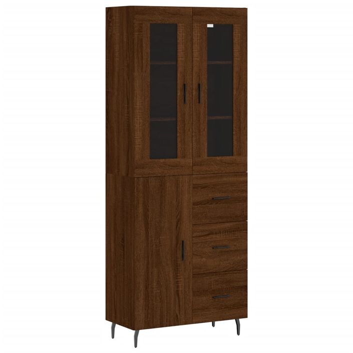 Buffet haut Chêne marron 69,5x34x180 cm Bois d'ingénierie - Photo n°1