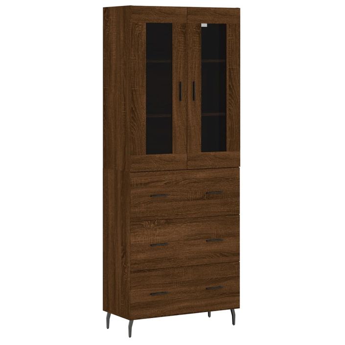 Buffet haut Chêne marron 69,5x34x180 cm Bois d'ingénierie - Photo n°1