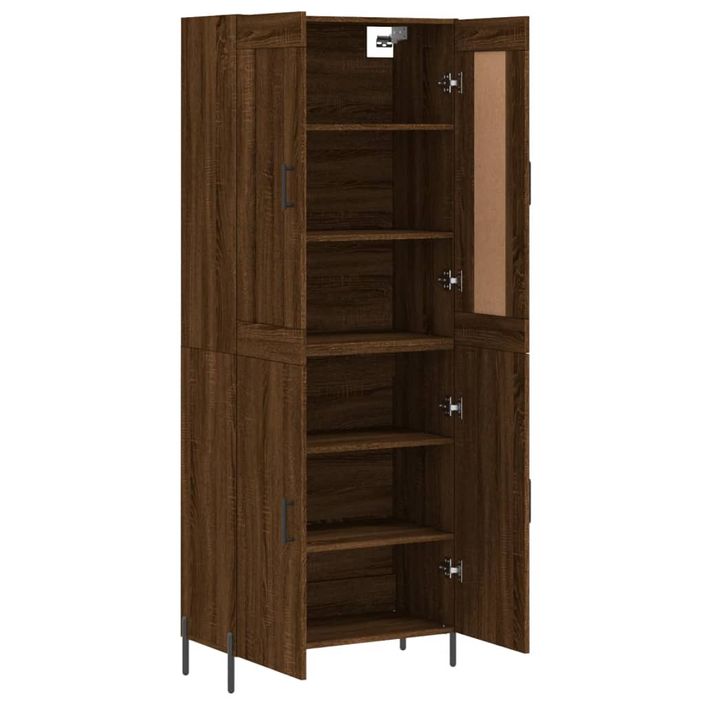 Buffet haut Chêne marron 69,5x34x180 cm Bois d'ingénierie - Photo n°4