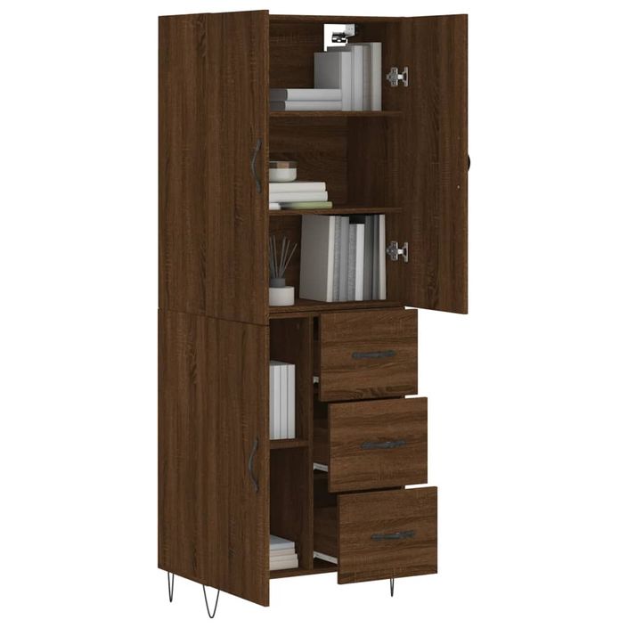 Buffet haut Chêne marron 69,5x34x180 cm Bois d'ingénierie - Photo n°3