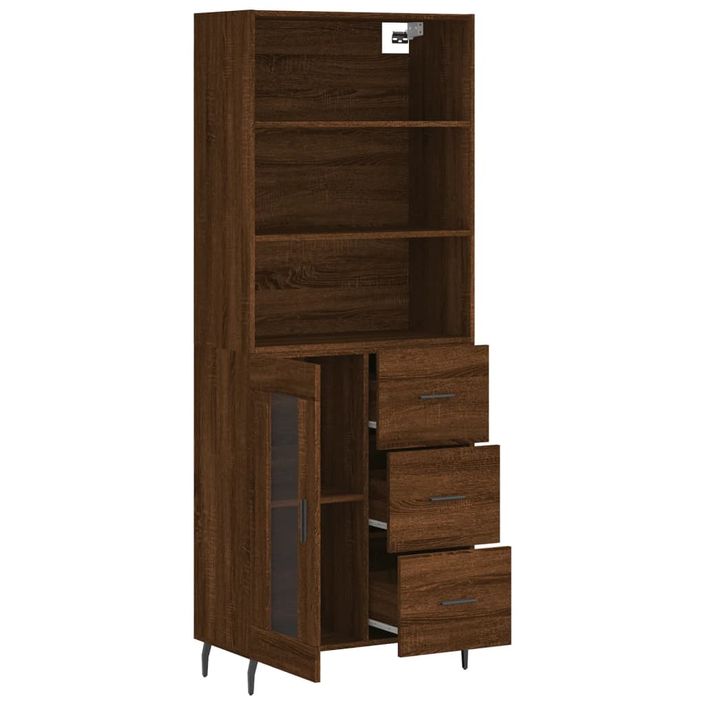 Buffet haut Chêne marron 69,5x34x180 cm Bois d'ingénierie - Photo n°4