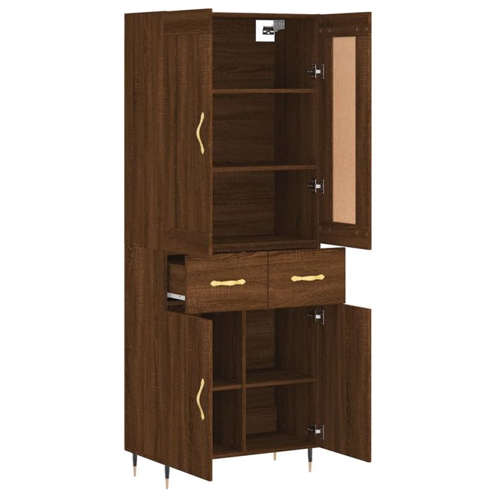 Buffet haut Chêne marron 69,5x34x180 cm Bois d'ingénierie - Photo n°4