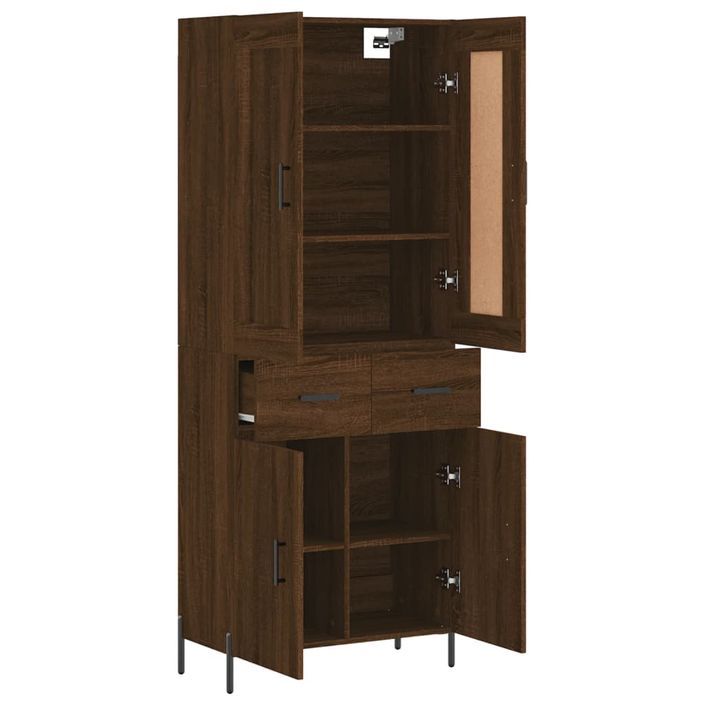 Buffet haut Chêne marron 69,5x34x180 cm Bois d'ingénierie - Photo n°4