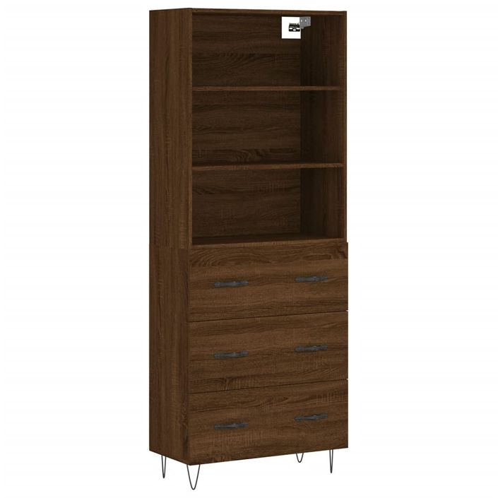 Buffet haut Chêne marron 69,5x34x180 cm Bois d'ingénierie - Photo n°1