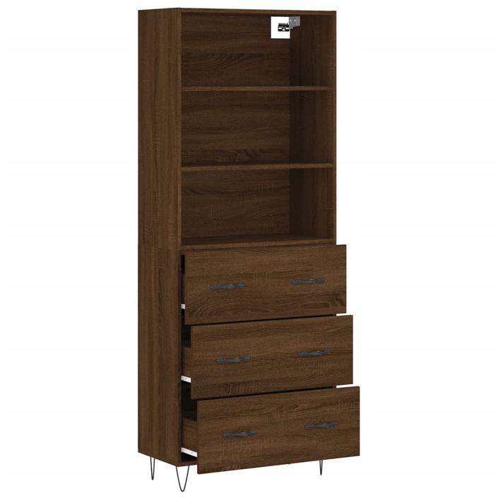 Buffet haut Chêne marron 69,5x34x180 cm Bois d'ingénierie - Photo n°4