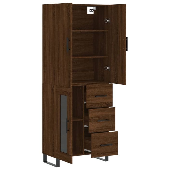 Buffet haut Chêne marron 69,5x34x180 cm Bois d'ingénierie - Photo n°4