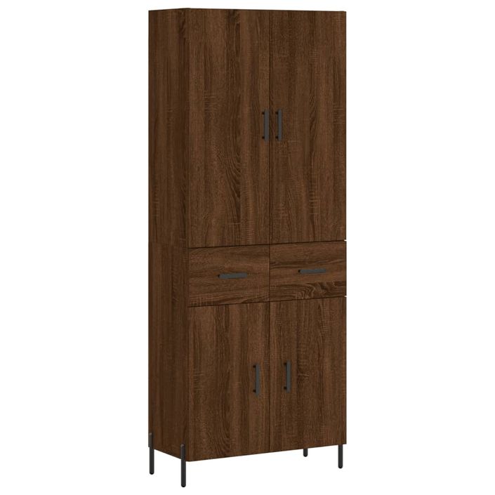 Buffet haut Chêne marron 69,5x34x180 cm Bois d'ingénierie - Photo n°1