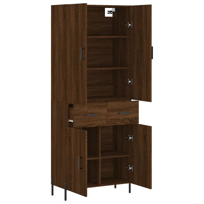 Buffet haut Chêne marron 69,5x34x180 cm Bois d'ingénierie - Photo n°4