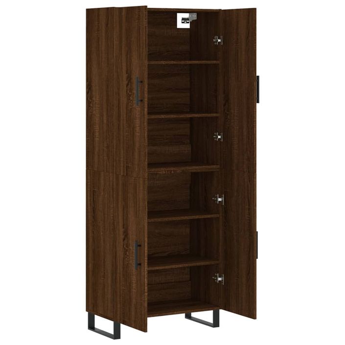 Buffet haut Chêne marron 69,5x34x180 cm Bois d'ingénierie - Photo n°4