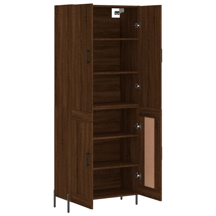 Buffet haut Chêne marron 69,5x34x180 cm Bois d'ingénierie - Photo n°4