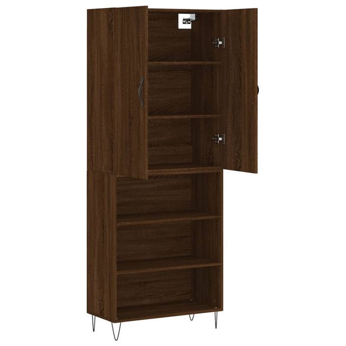 Buffet haut Chêne marron 69,5x34x180 cm Bois d'ingénierie - Photo n°4