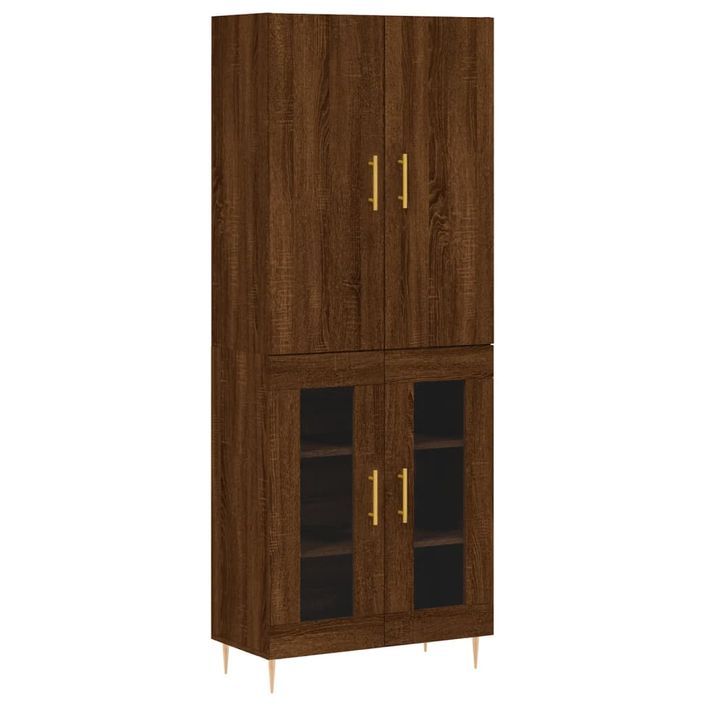 Buffet haut Chêne marron 69,5x34x180 cm Bois d'ingénierie - Photo n°1