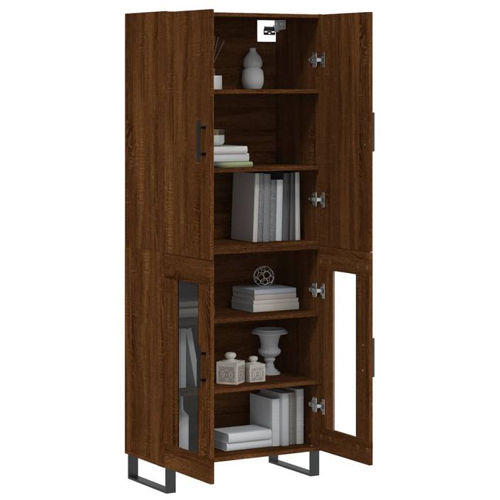 Buffet haut Chêne marron 69,5x34x180 cm Bois d'ingénierie - Photo n°3