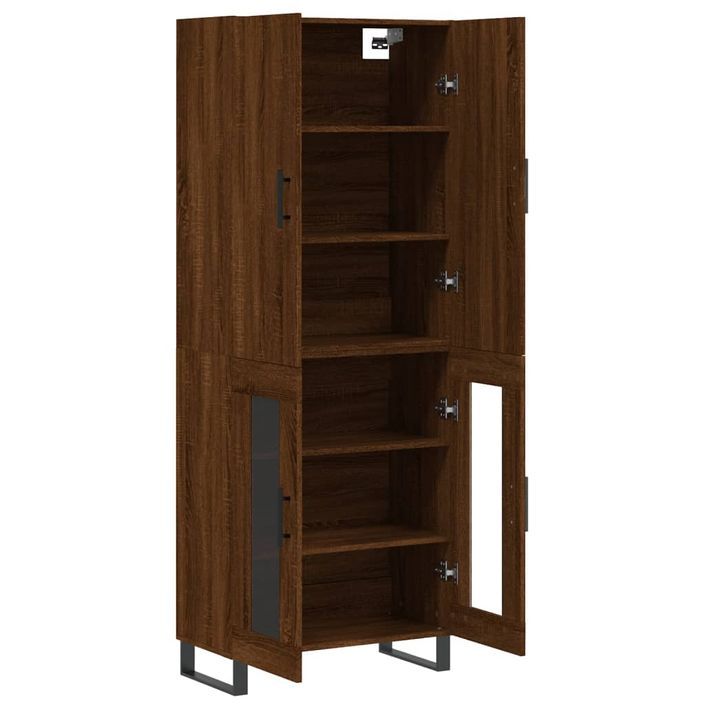 Buffet haut Chêne marron 69,5x34x180 cm Bois d'ingénierie - Photo n°4