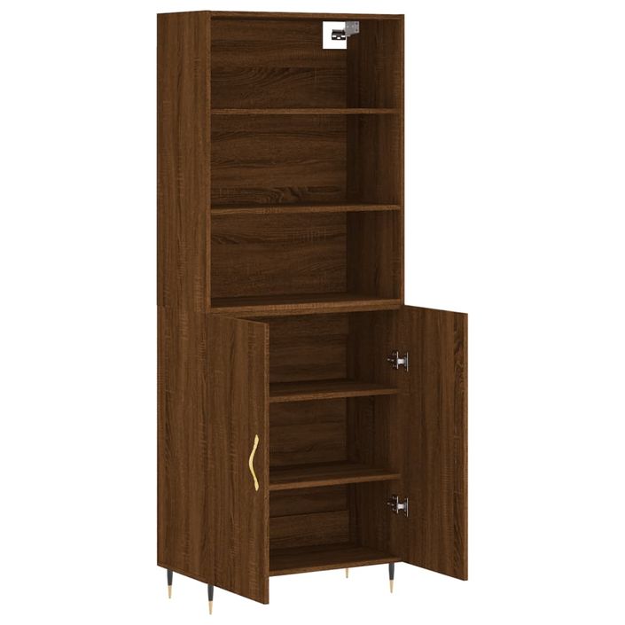 Buffet haut Chêne marron 69,5x34x180 cm Bois d'ingénierie - Photo n°4