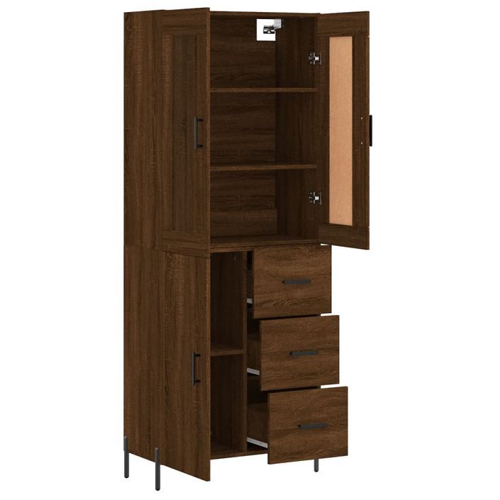 Buffet haut Chêne marron 69,5x34x180 cm Bois d'ingénierie - Photo n°4