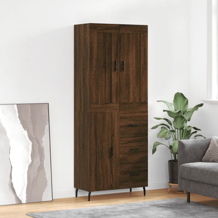 Buffet haut Chêne marron 69,5x34x180 cm Bois d'ingénierie - Photo n°2