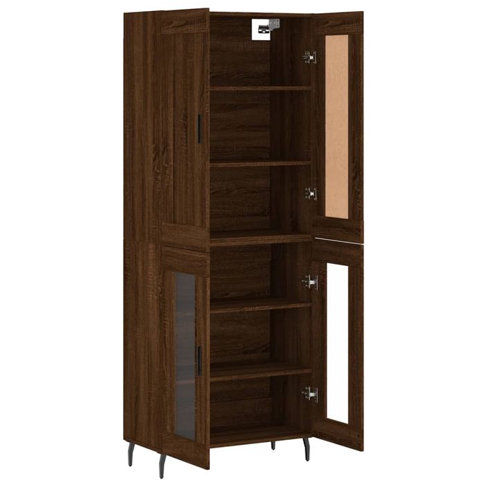 Buffet haut Chêne marron 69,5x34x180 cm Bois d'ingénierie - Photo n°4