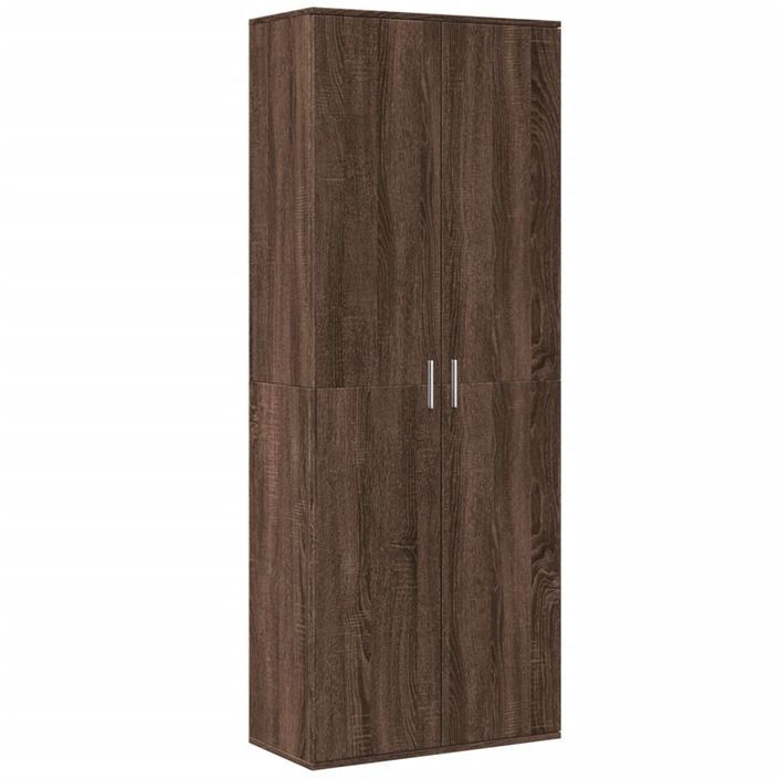 Buffet haut chêne marron 70x35x180 cm bois d'ingénierie - Photo n°2