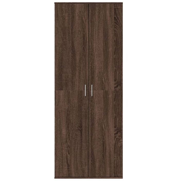 Buffet haut chêne marron 70x35x180 cm bois d'ingénierie - Photo n°3