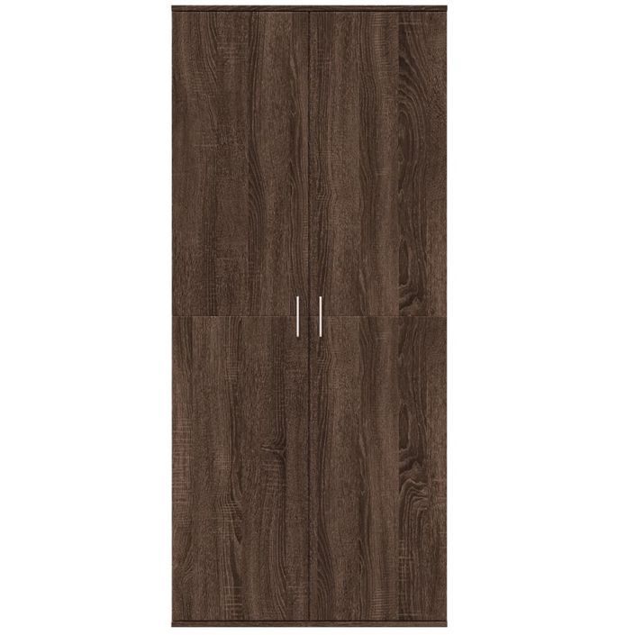 Buffet haut chêne marron 80x35x180 cm bois d'ingénierie - Photo n°3