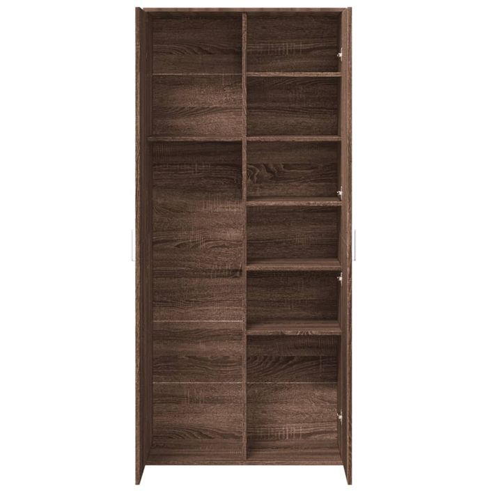 Buffet haut chêne marron 80x35x180 cm bois d'ingénierie - Photo n°7