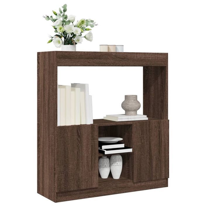 Buffet haut chêne marron 92x33x100 cm bois d'ingénierie - Photo n°1