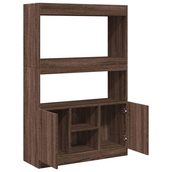 Buffet haut chêne marron 92x33x140 cm bois d'ingénierie - Photo n°8