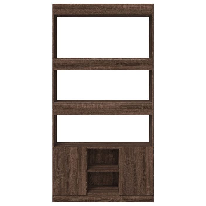 Buffet haut chêne marron 92x33x180 cm bois d'ingénierie - Photo n°5