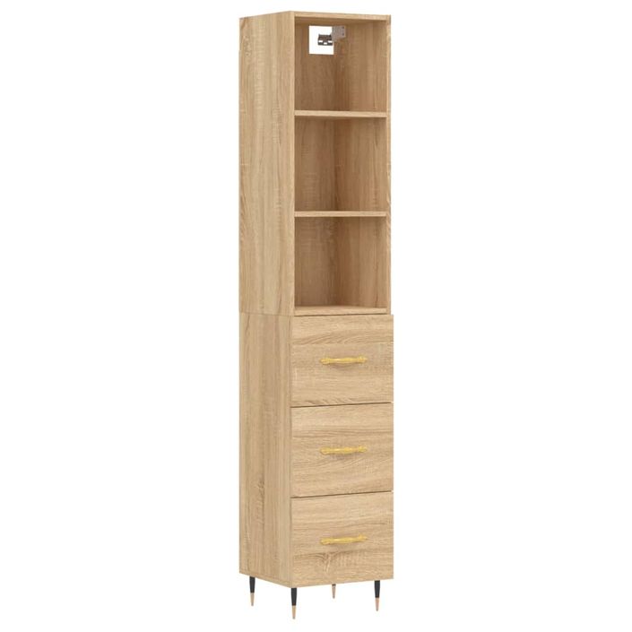 Buffet haut Chêne sonoma 34,5x34x180 cm Bois d'ingénierie - Photo n°1