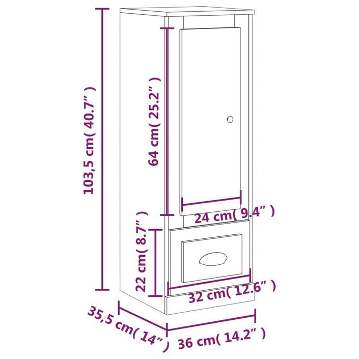 Buffet haut chêne sonoma 36x35,5x103,5 cm bois d'ingénierie - Photo n°10