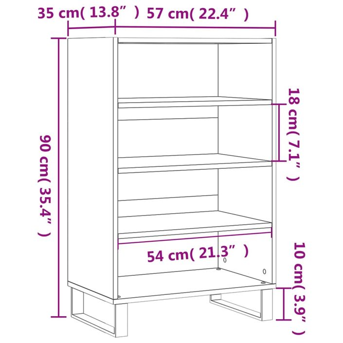 Buffet haut chêne sonoma 57x35x90 cm bois d'ingénierie - Photo n°9