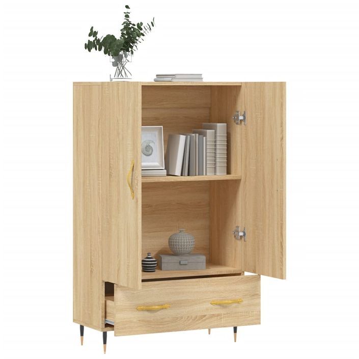 Buffet haut chêne sonoma 69,5x31x115 cm bois d'ingénierie - Photo n°4