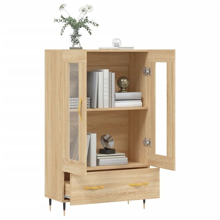 Buffet haut chêne sonoma 69,5x31x115 cm bois d'ingénierie - Photo n°4