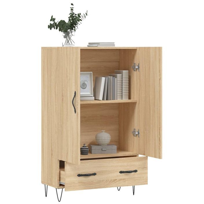 Buffet haut chêne sonoma 69,5x31x115 cm bois d'ingénierie - Photo n°4