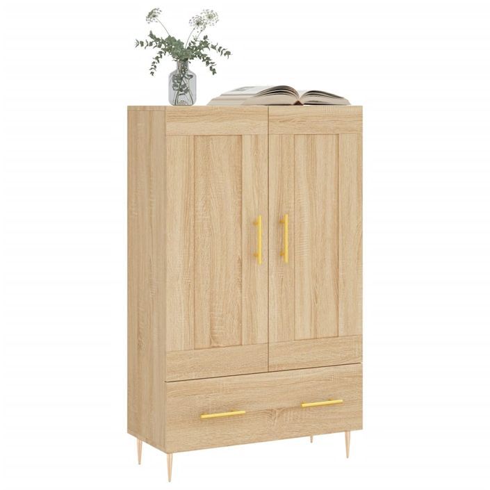 Buffet haut chêne sonoma 69,5x31x115 cm bois d'ingénierie - Photo n°1