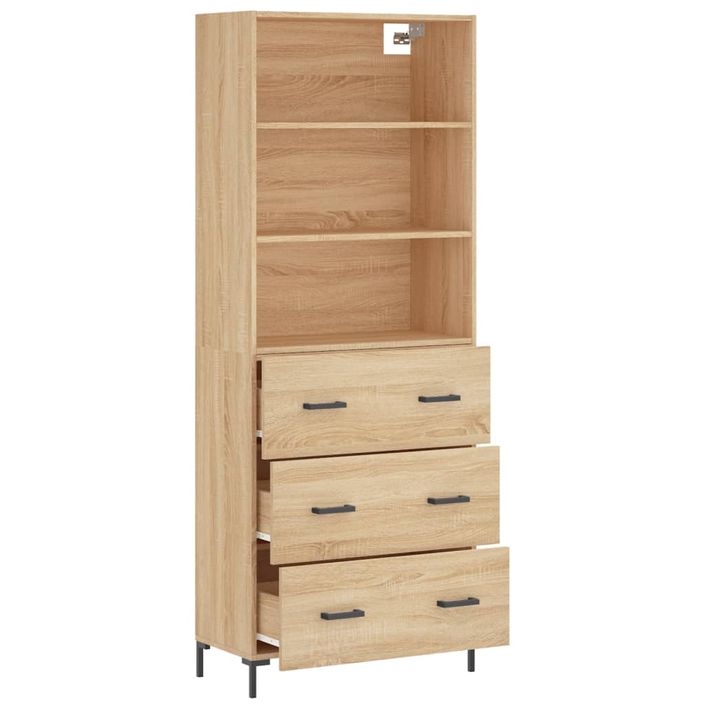 Buffet haut Chêne sonoma 69,5x34x180 cm Bois d'ingénierie - Photo n°4