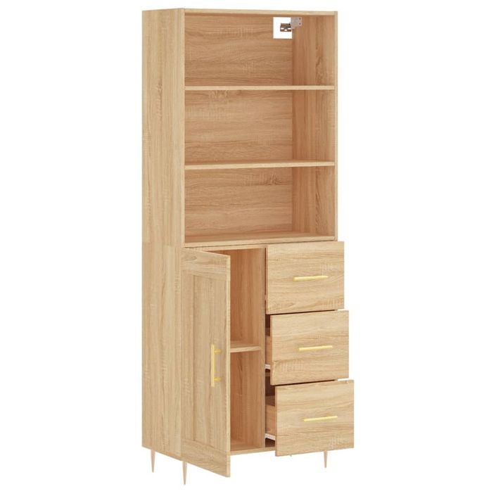 Buffet haut Chêne sonoma 69,5x34x180 cm Bois d'ingénierie - Photo n°4